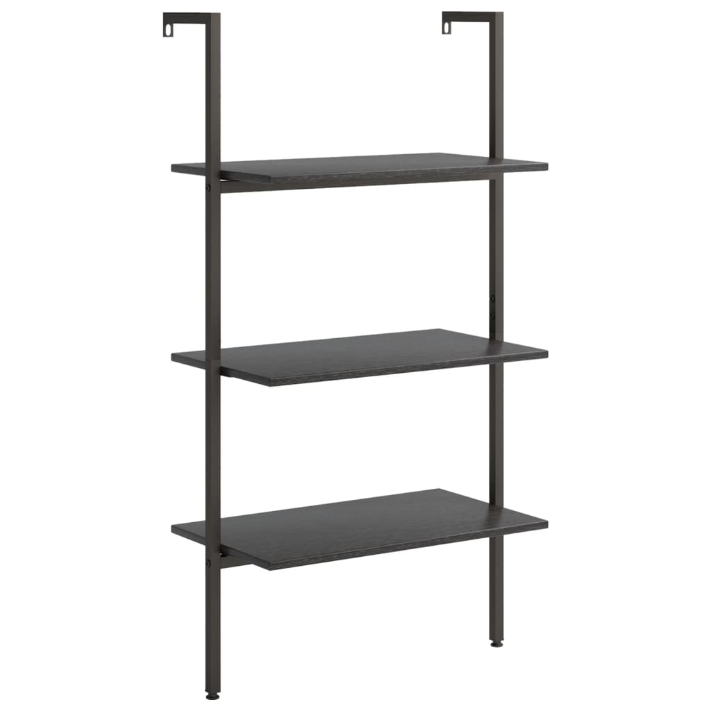 vidaXL Leiterregal mit 3 Böden Schwarz 64x35x120,5 cm