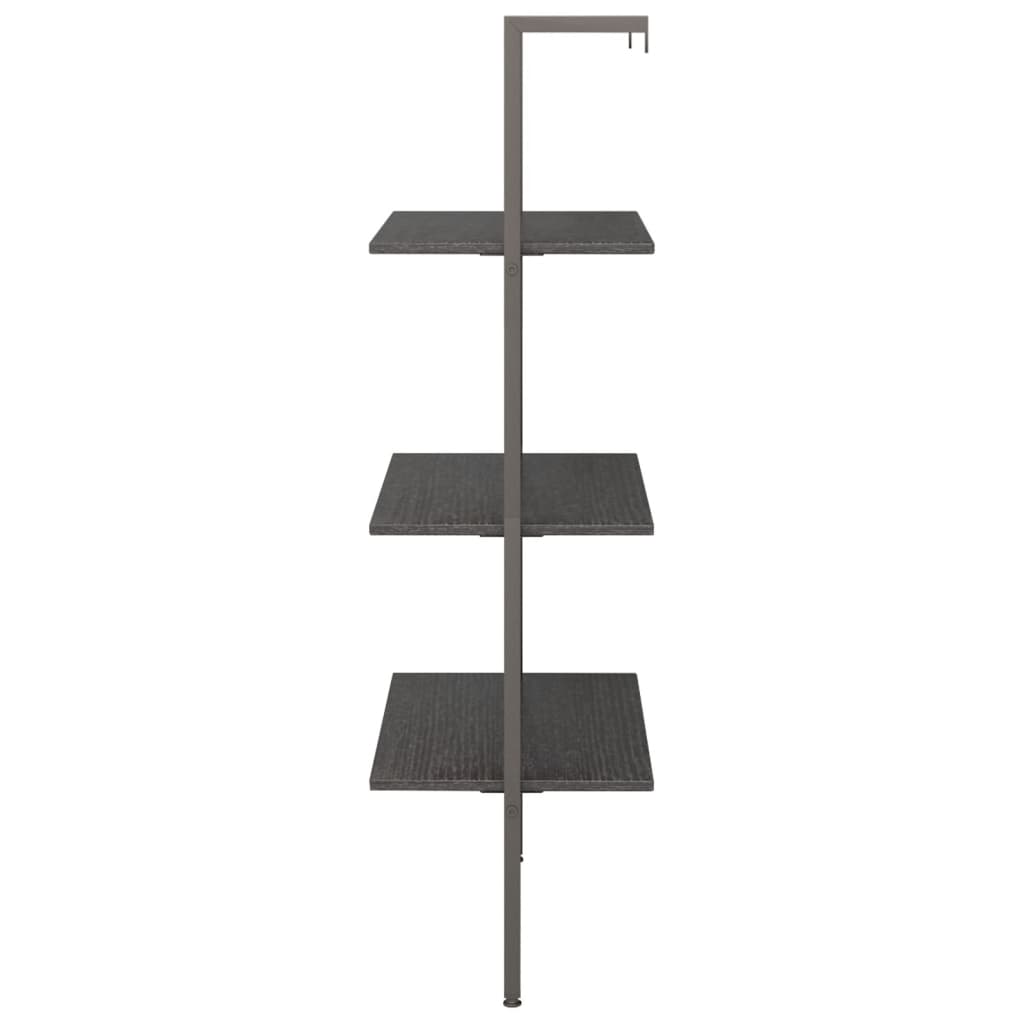 vidaXL Leiterregal mit 3 Böden Schwarz 64x35x120,5 cm