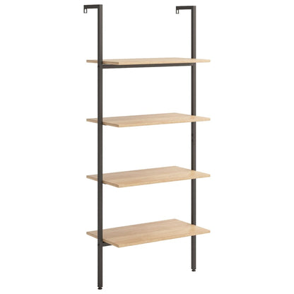 vidaXL Leiterregal mit 4 Böden Hellbraun und Schwarz 64x35x152,5 cm