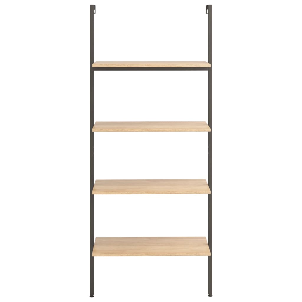 vidaXL Leiterregal mit 4 Böden Hellbraun und Schwarz 64x35x152,5 cm