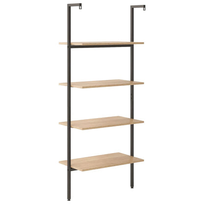 vidaXL Leiterregal mit 4 Böden Hellbraun und Schwarz 64x35x152,5 cm