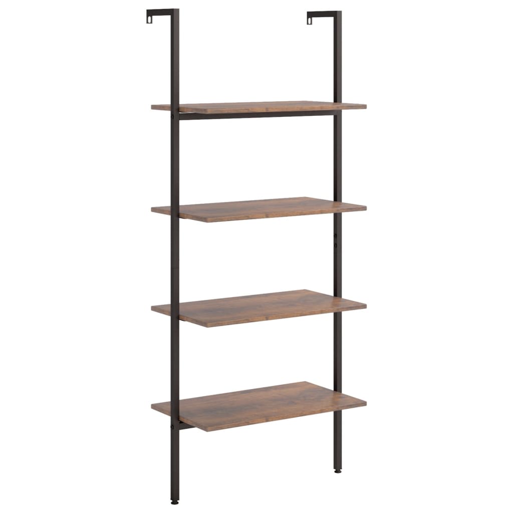 vidaXL Leiterregal mit 4 Böden Dunkelbraun und Schwarz 64x35x152,5 cm