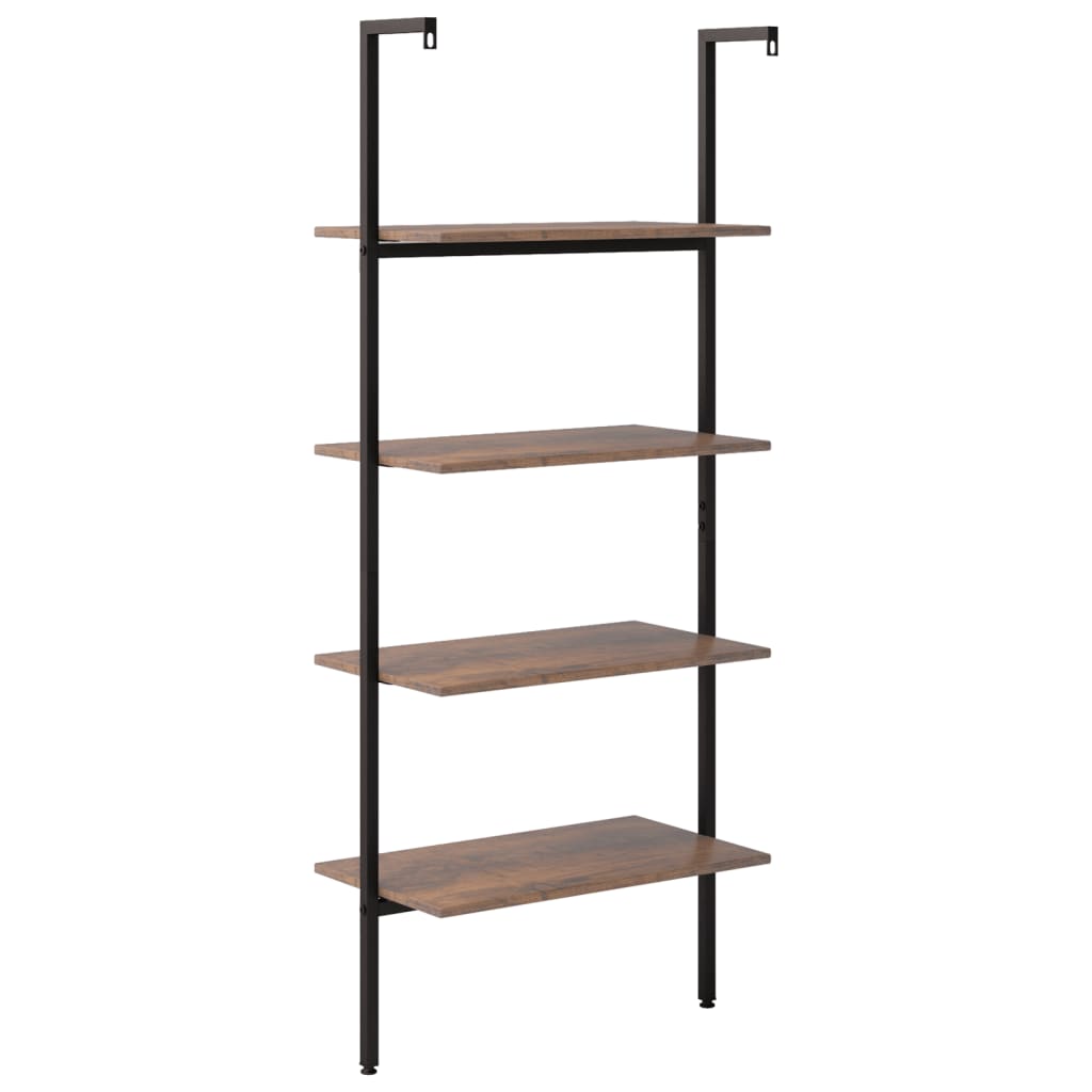 vidaXL Leiterregal mit 4 Böden Dunkelbraun und Schwarz 64x35x152,5 cm