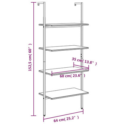 vidaXL Leiterregal mit 4 Böden Dunkelbraun und Schwarz 64x35x152,5 cm