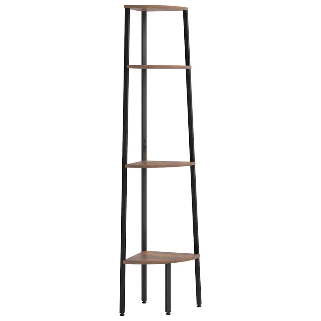 vidaXL 4-stöckiges Eckregal Dunkelbraun und Schwarz 45,5 x 31,5 x 150 cm