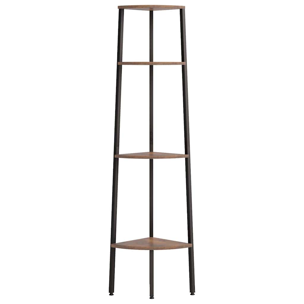 vidaXL 4-stöckiges Eckregal Dunkelbraun und Schwarz 45,5 x 31,5 x 150 cm
