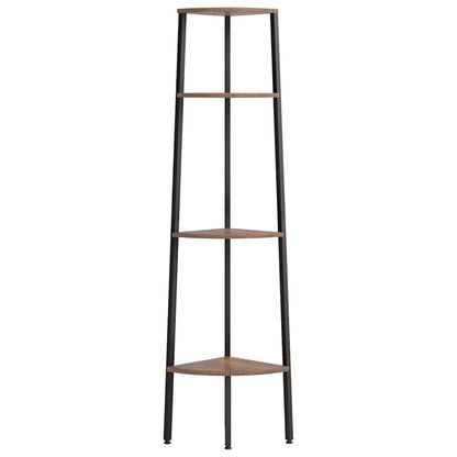 vidaXL 4-stöckiges Eckregal Dunkelbraun und Schwarz 45,5 x 31,5 x 150 cm