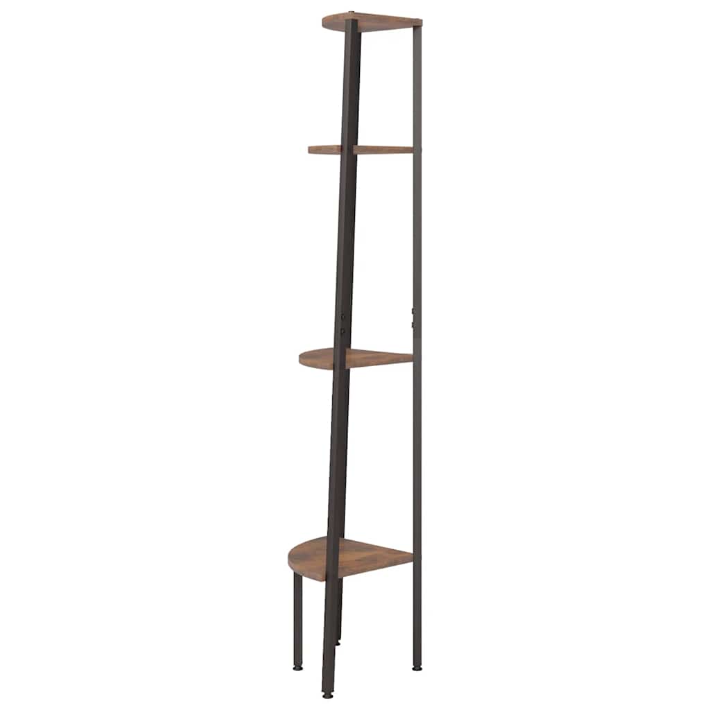 vidaXL 4-stöckiges Eckregal Dunkelbraun und Schwarz 45,5 x 31,5 x 150 cm