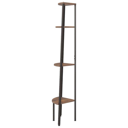 vidaXL 4-stöckiges Eckregal Dunkelbraun und Schwarz 45,5 x 31,5 x 150 cm