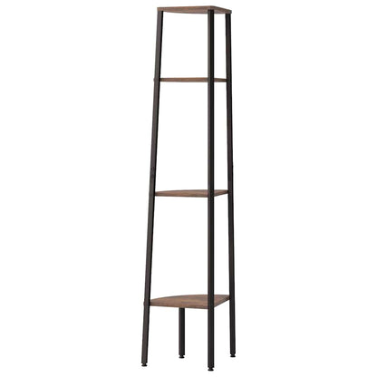 vidaXL 4-stöckiges Eckregal Dunkelbraun und Schwarz 45,5 x 31,5 x 150 cm