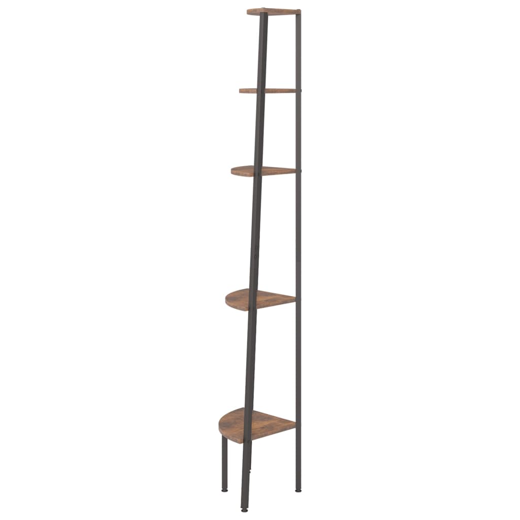 vidaXL Étagère d'angle à 5 niveaux Marron foncé et noir 45,5x31,5x180 cm