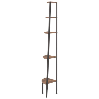 vidaXL Étagère d'angle à 5 niveaux Marron foncé et noir 45,5x31,5x180 cm