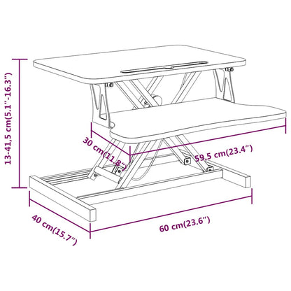 vidaXL Arbeitsstation Verstellbar 60x40x(13-41,5) cm Stahl