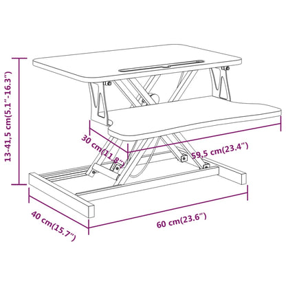 vidaXL Poste de travail réglable 60x40x(13-41,5) cm Acier