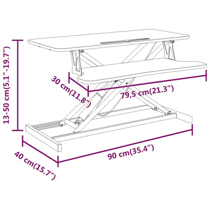 vidaXL Poste de travail réglable 90x40x(13-50) cm Acier Bois d'ingénierie
