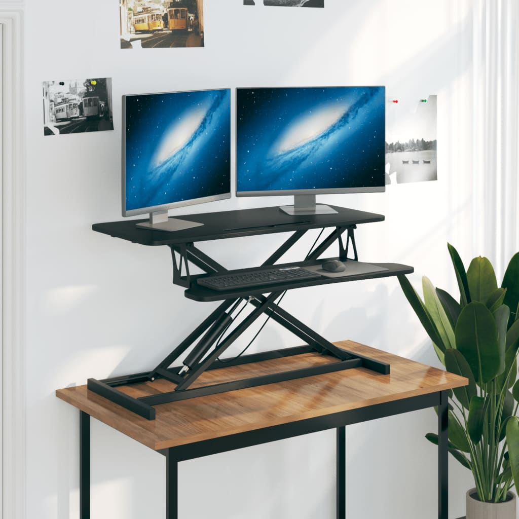 vidaXL Poste de travail réglable 90x40x(13-50) cm Acier Bois d'ingénierie