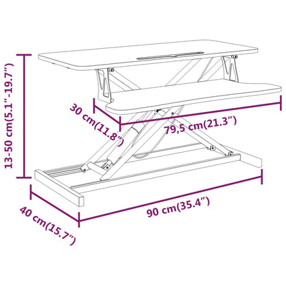 vidaXL Poste de travail réglable 90x40x(13-50) cm Acier Bois d'ingénierie