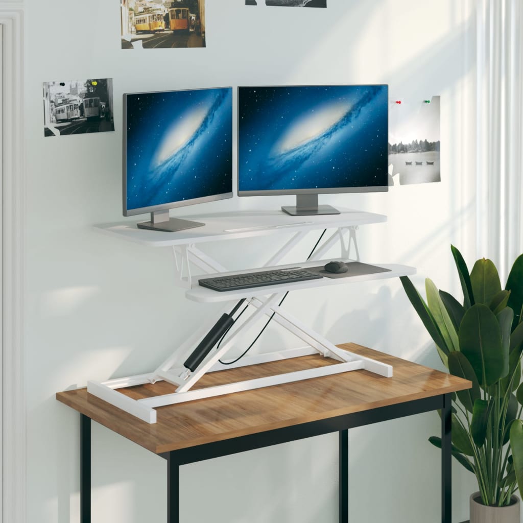 vidaXL Poste de travail réglable 90x40x(13-50) cm Acier Bois d'ingénierie