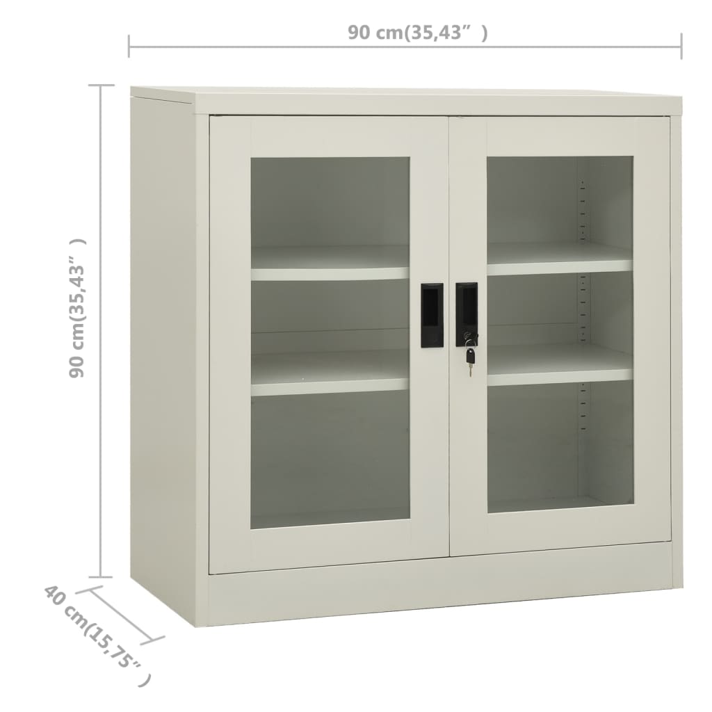 vidaXL Büroschrank Hellgrau 90x40x90 cm Stahl