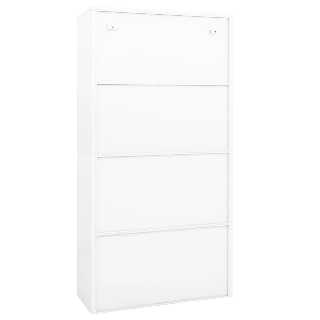 vidaXL Büroschrank Weiß 90x40x180 cm Stahl und Hartglas