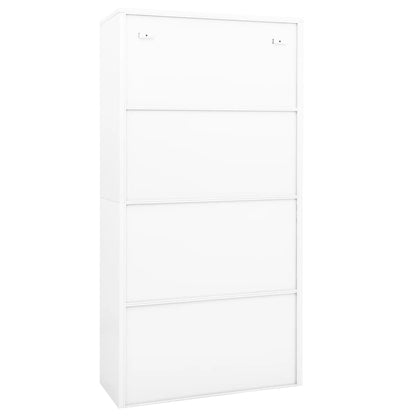vidaXL Büroschrank Weiß 90x40x180 cm Stahl und Hartglas
