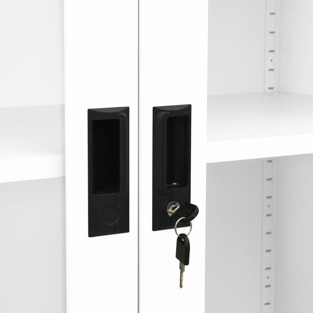 vidaXL Büroschrank Weiß 90x40x180 cm Stahl und Hartglas