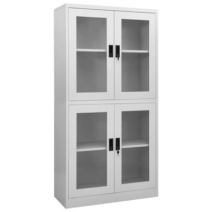 vidaXL Armoire de bureau gris clair 90x40x180 cm acier et verre trempé