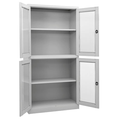 vidaXL Armoire de bureau gris clair 90x40x180 cm acier et verre trempé