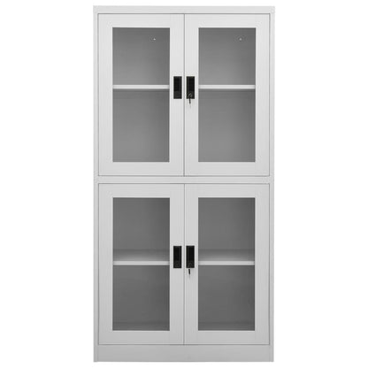 vidaXL Armoire de bureau gris clair 90x40x180 cm acier et verre trempé