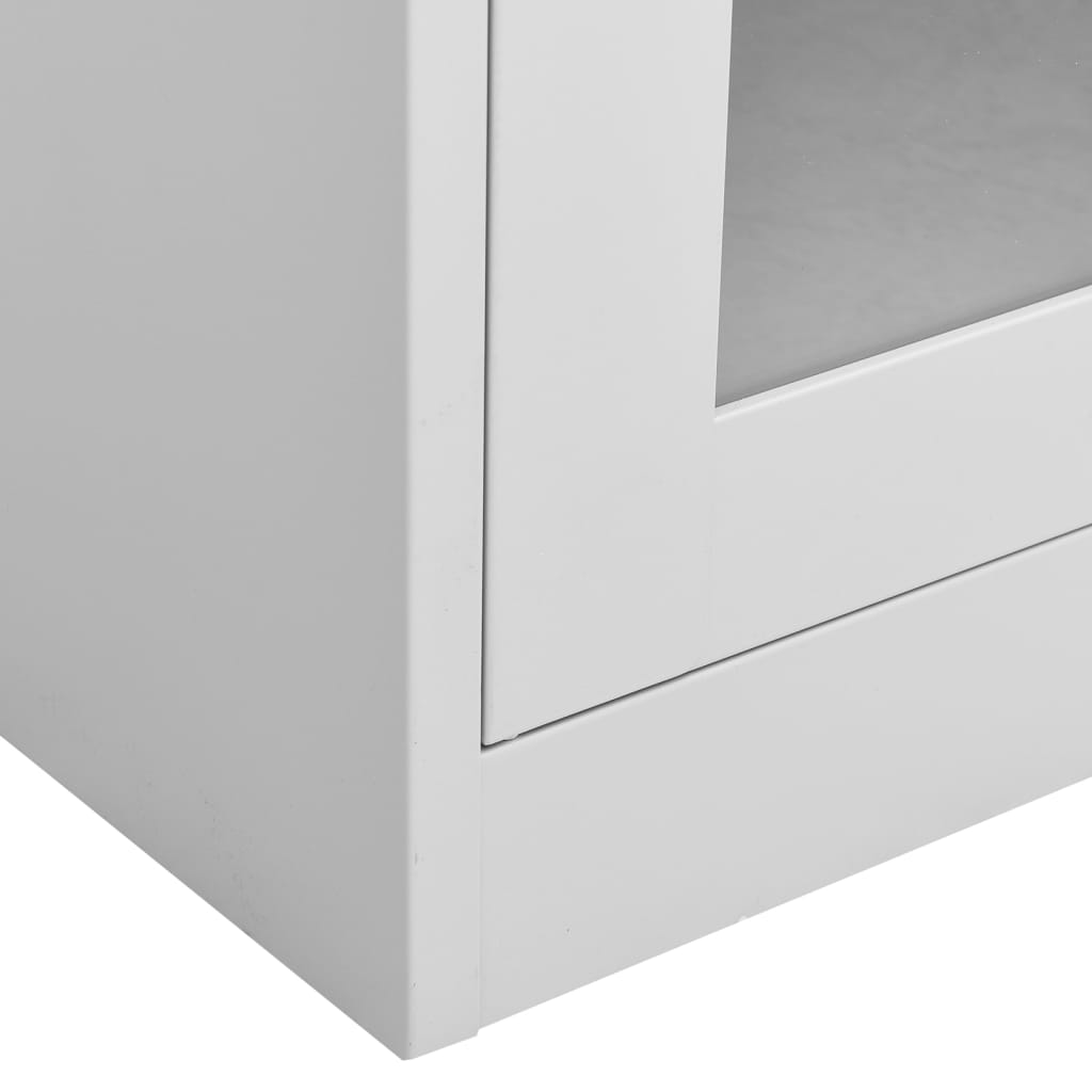 vidaXL Armoire de bureau gris clair 90x40x180 cm acier et verre trempé