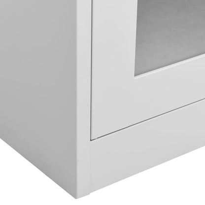vidaXL Armoire de bureau gris clair 90x40x180 cm acier et verre trempé