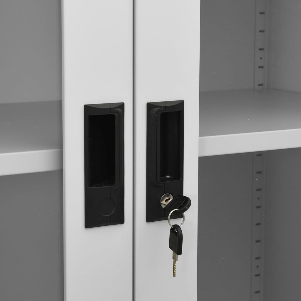 vidaXL Armoire de bureau gris clair 90x40x180 cm acier et verre trempé