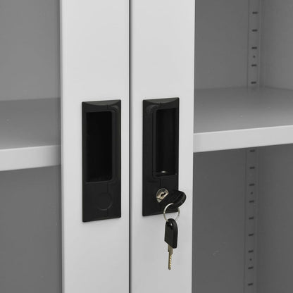 vidaXL Armoire de bureau gris clair 90x40x180 cm acier et verre trempé