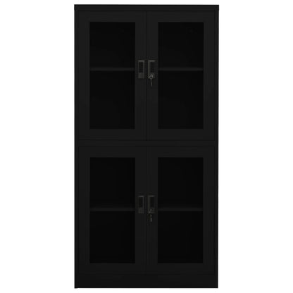 vidaXL Büroschrank Schwarz 90x40x180 cm Stahl und Hartglas