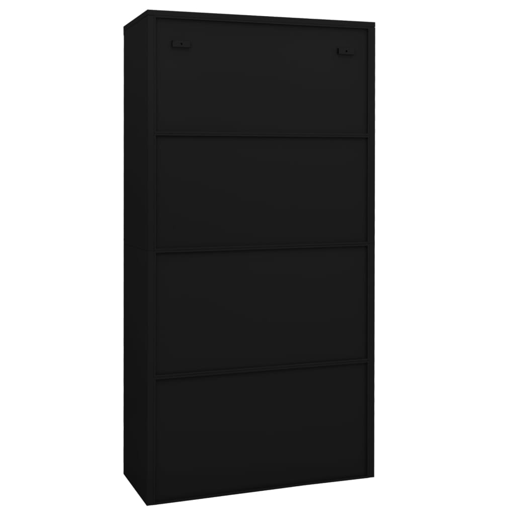 vidaXL Büroschrank Schwarz 90x40x180 cm Stahl und Hartglas