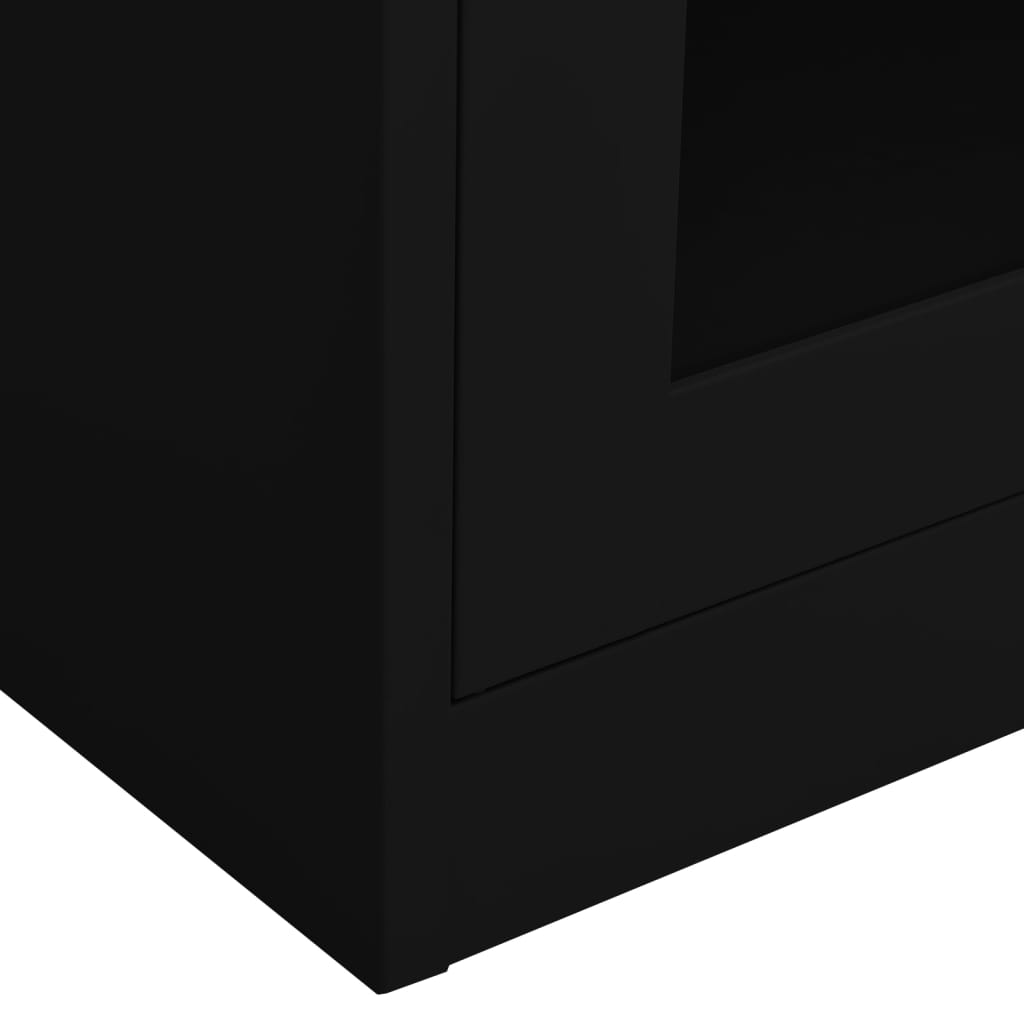 vidaXL Büroschrank Schwarz 90x40x180 cm Stahl und Hartglas