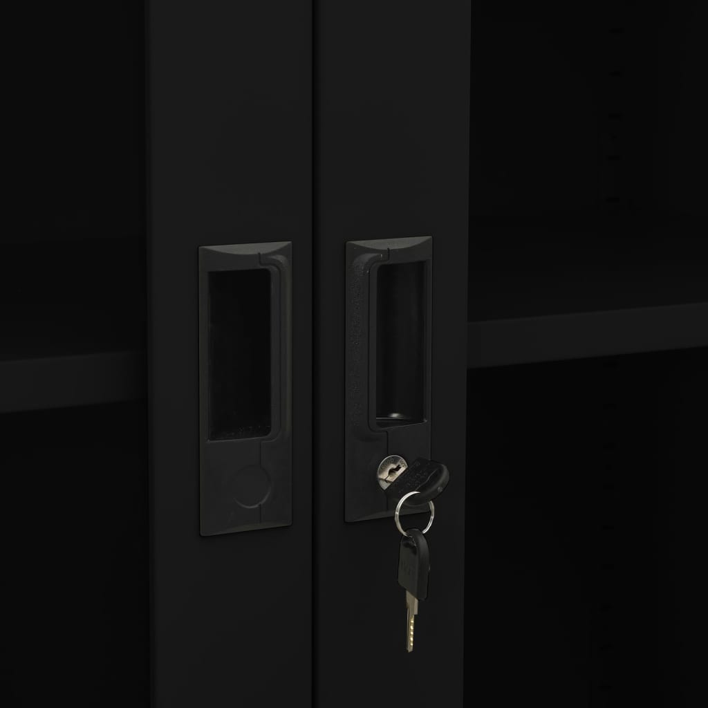 vidaXL Büroschrank Schwarz 90x40x180 cm Stahl und Hartglas