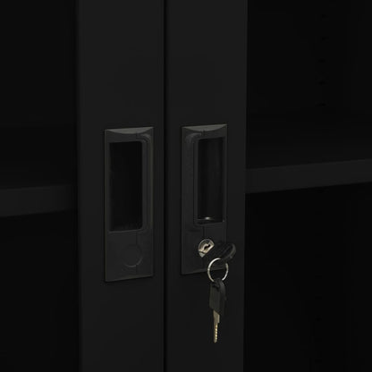 vidaXL Büroschrank Schwarz 90x40x180 cm Stahl und Hartglas