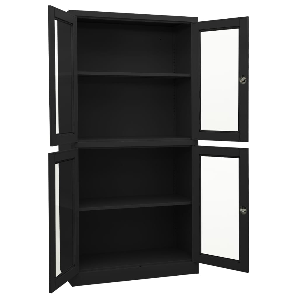 vidaXL Büroschrank Anthrazit 90x40x180 cm Stahl und Hartglas
