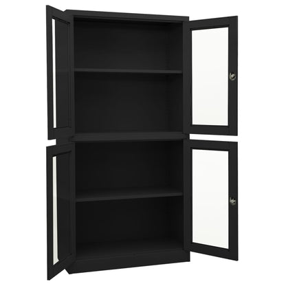 vidaXL Büroschrank Anthrazit 90x40x180 cm Stahl und Hartglas