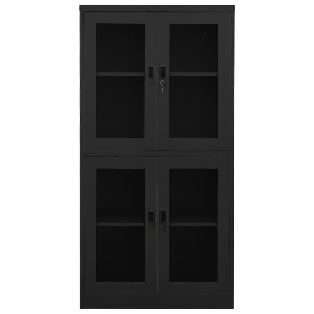 vidaXL Büroschrank Anthrazit 90x40x180 cm Stahl und Hartglas