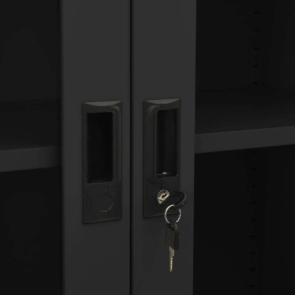 vidaXL Büroschrank Anthrazit 90x40x180 cm Stahl und Hartglas