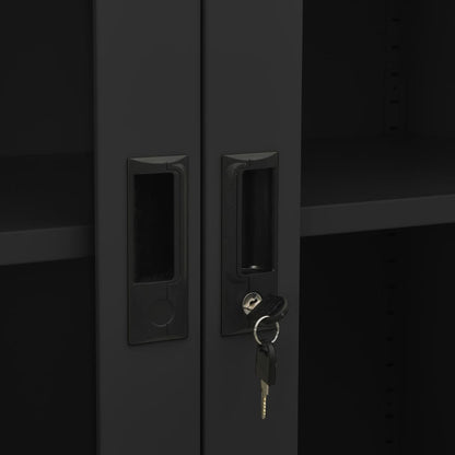 vidaXL Büroschrank Anthrazit 90x40x180 cm Stahl und Hartglas
