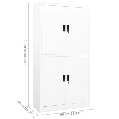 vidaXL Büroschrank Weiß 90x40x180 cm Stahl