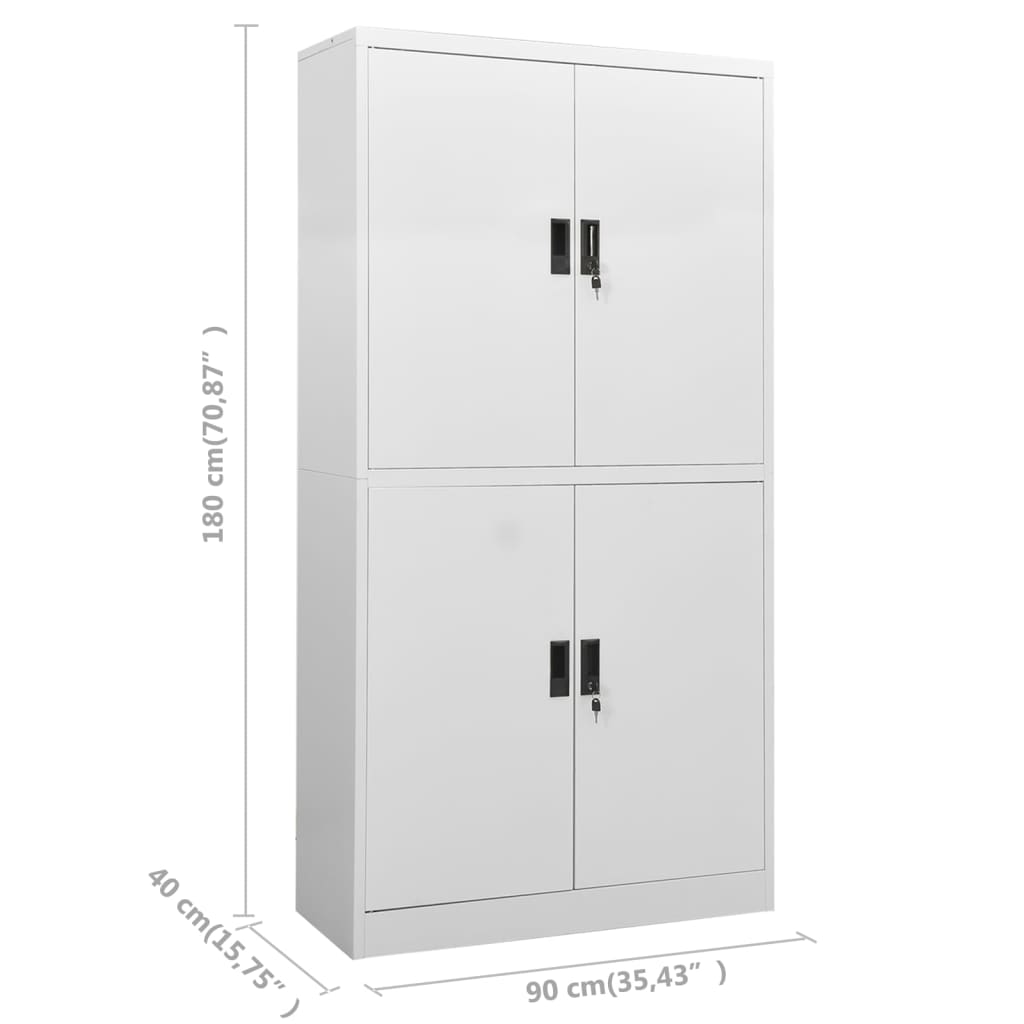 vidaXL Büroschrank Hellgrau 90x40x180 cm Stahl