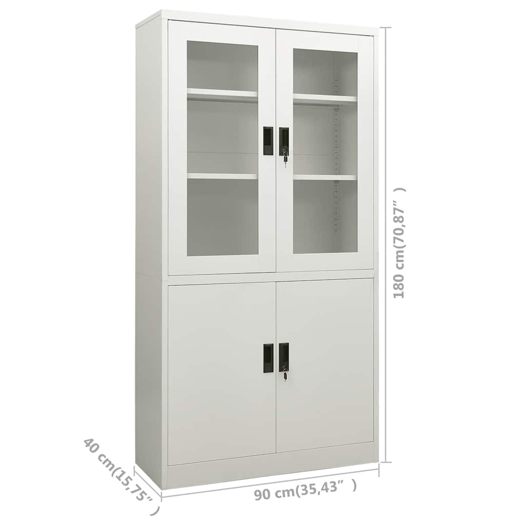 vidaXL Armoire de bureau gris clair 90x40x180 cm acier