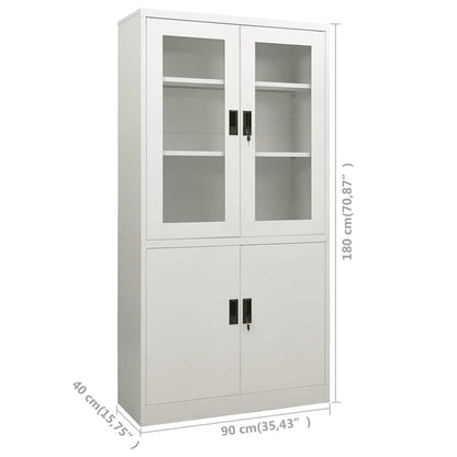 vidaXL Armoire de bureau gris clair 90x40x180 cm acier