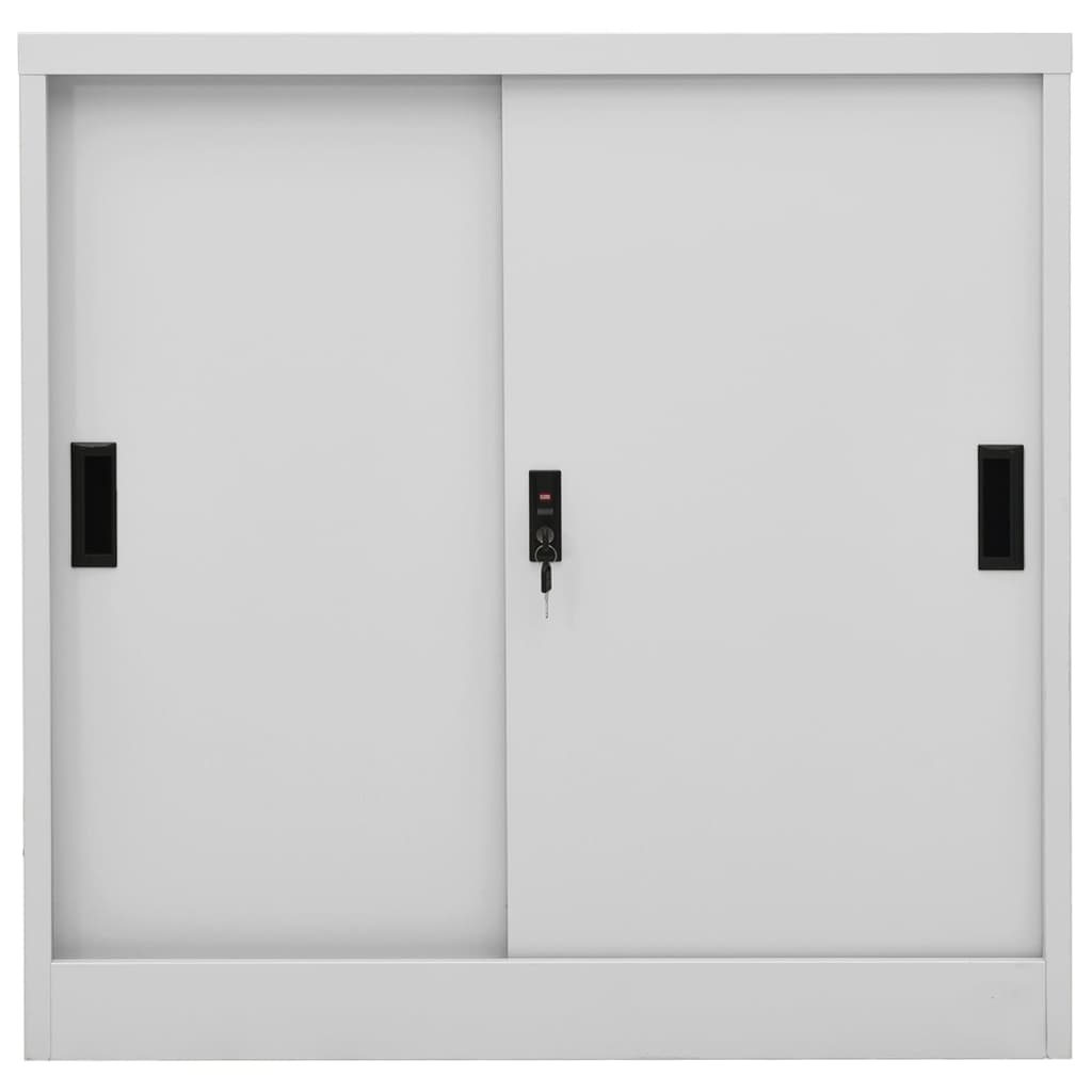 vidaXL Büroschrank mit Schiebetür Hellgrau 90x40x90 cm Stahl