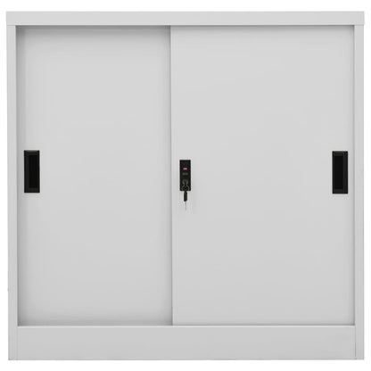 vidaXL Büroschrank mit Schiebetür Hellgrau 90x40x90 cm Stahl