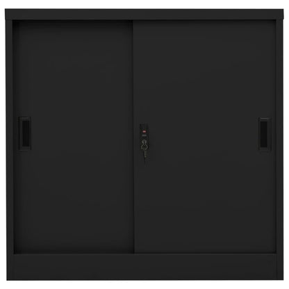 vidaXL Büroschrank mit Schiebetür Schwarz 90x40x90 cm Stahl